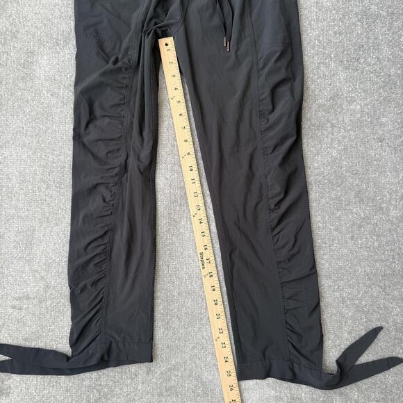 prAna Pants Womens Medium Black Stretch Drawstring Ruched Leg Tie Hem Joggers - Picture 9 of 12